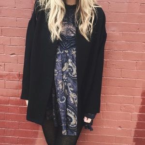 Free People long sleeve dark blue floral dress